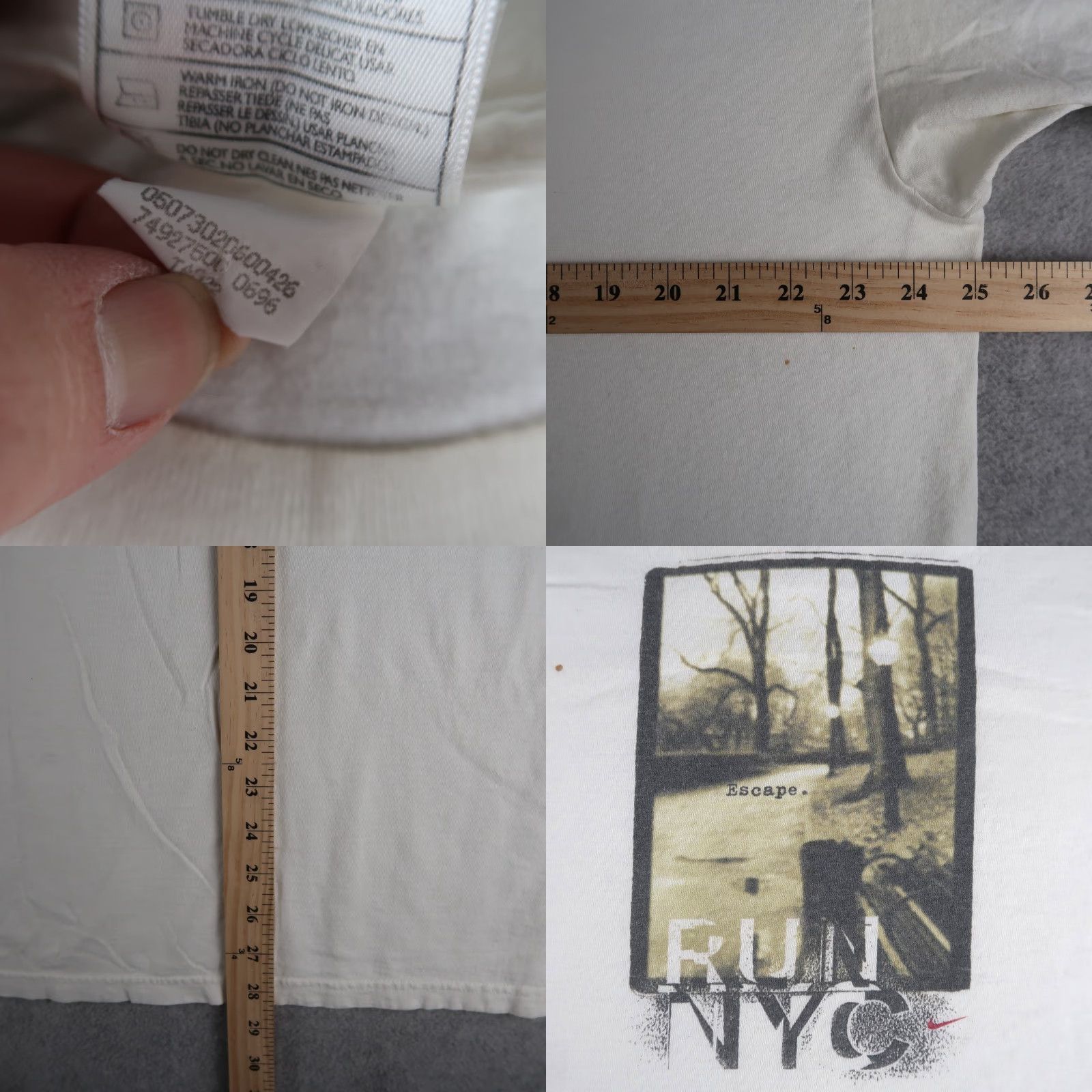 Nike VINTAGE Nike T-Shirt 90s NYC Run White XL Men Crew Neck Short Sleeve Logo 1990s City Sports Size US XL / EU 56 / 4 - 9 Thumbnail