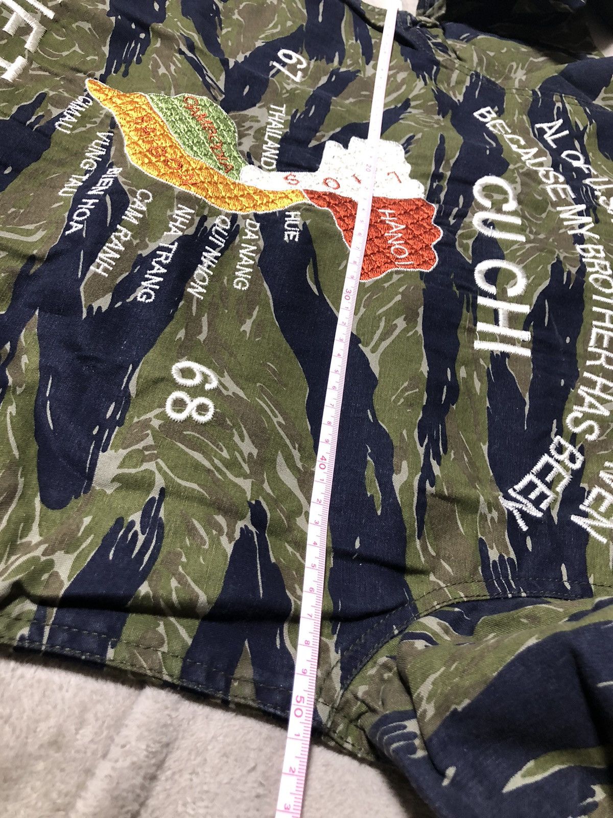 Vintage Houston Embroidery Military Tiger Stripe Camouflage Shirt