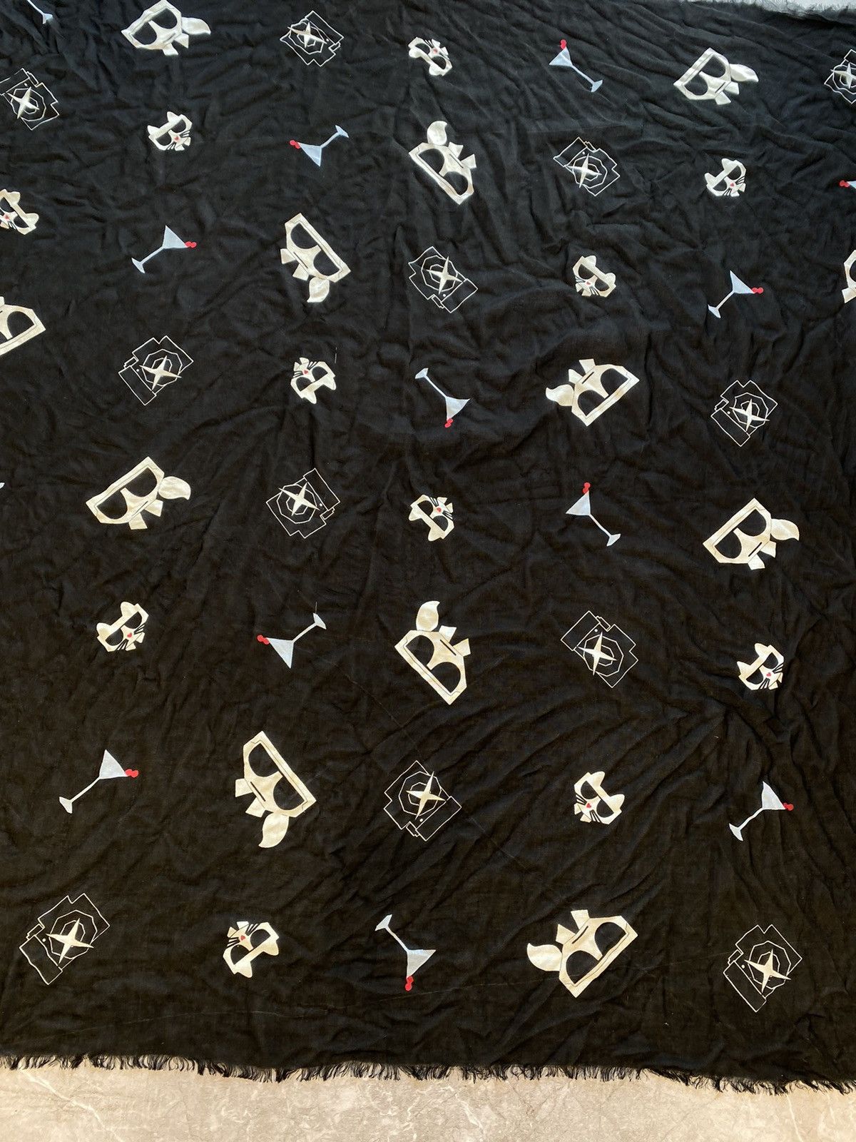 Karl Lagerfeld × Vintage Rare Karl Lagerfeld Paris Multi Logo Scarf Black White Silk Size ONE SIZE - 5 Thumbnail