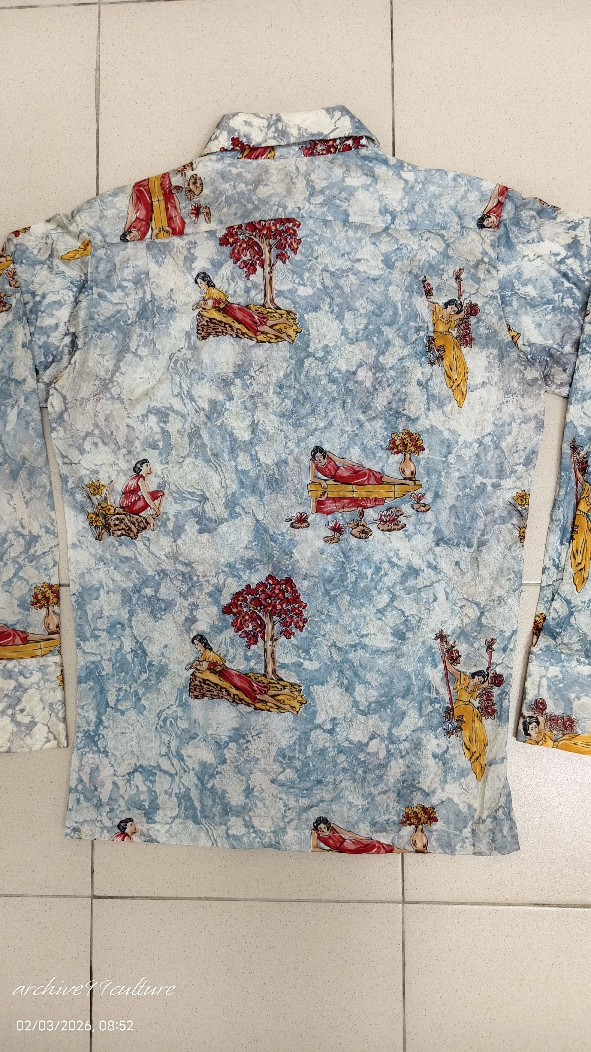Vintage 70s Monzini by Monticello Novelty Print Disco shirt