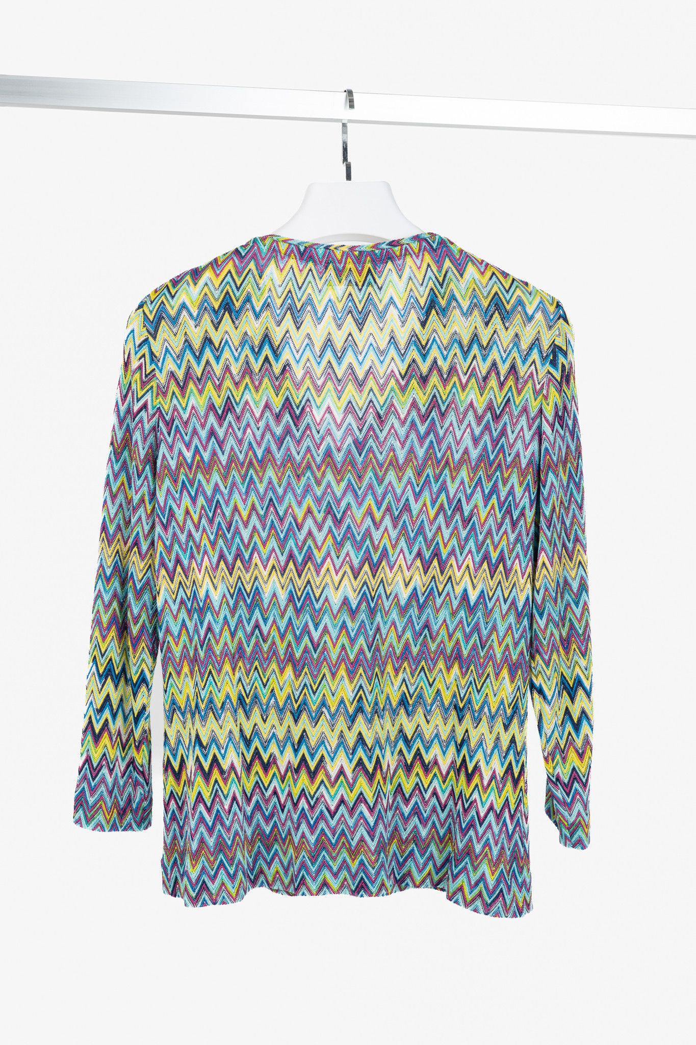 Missoni Missoni 90's Vintage Blue Chevron Knit 3/4 Sleeve Top Size M / US 6-8 / IT 42-44 - 2 Thumbnail