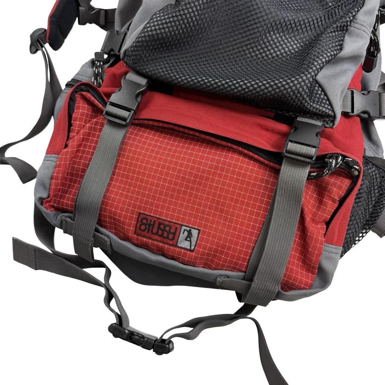 Stussy Vintage 90s Stussy 2 in 1 Backpack and Side Bag Red & Grey Size ONE SIZE - 4 Thumbnail