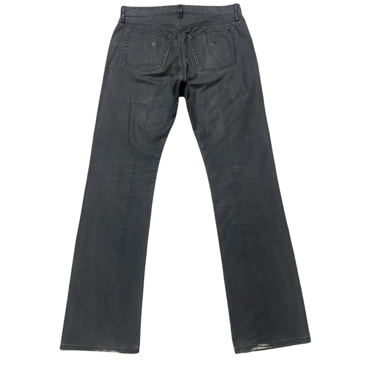 Japanese Brand Hiromichi Nakano Black Waxed Denim Flare Jeans Hedi Slimane Size US 31 - 2 Thumbnail