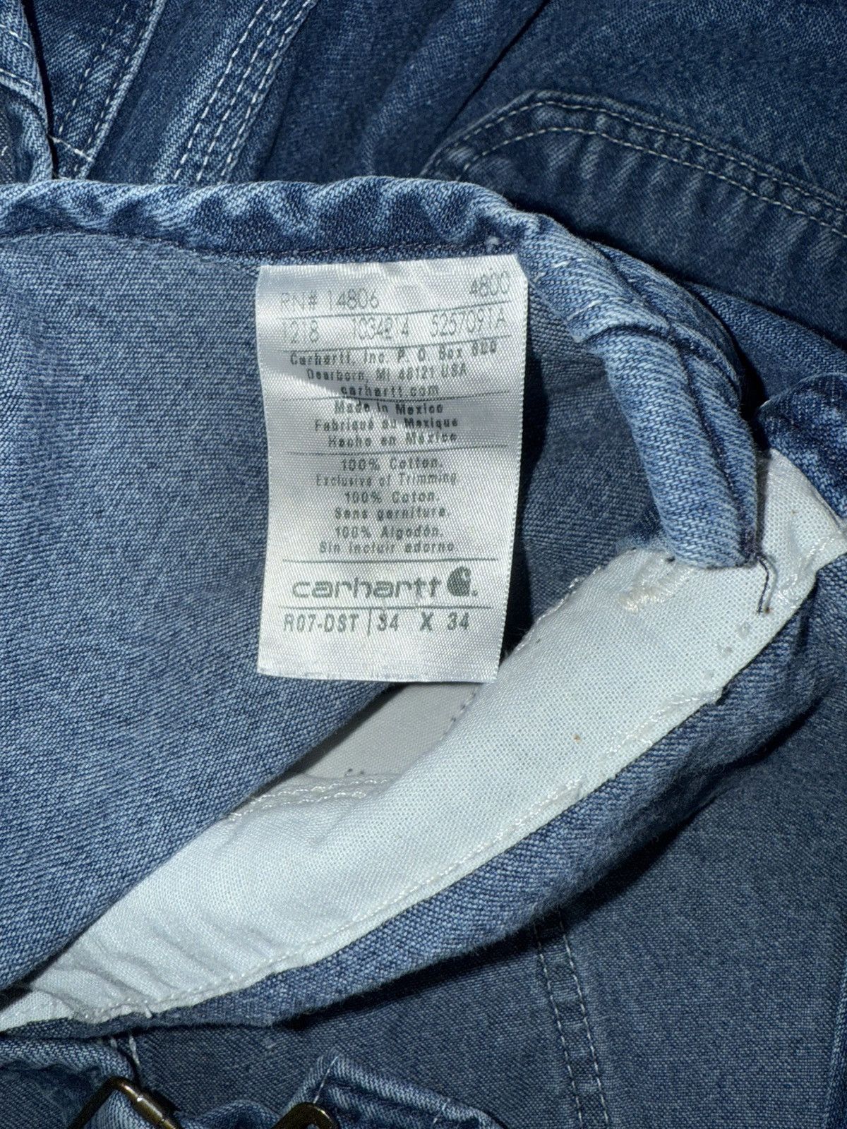 Carhartt Carhartt 36x33.5 Mens Blue Overalls Bib Denim R07 DST Size US 36 / EU 52 - 5 Thumbnail