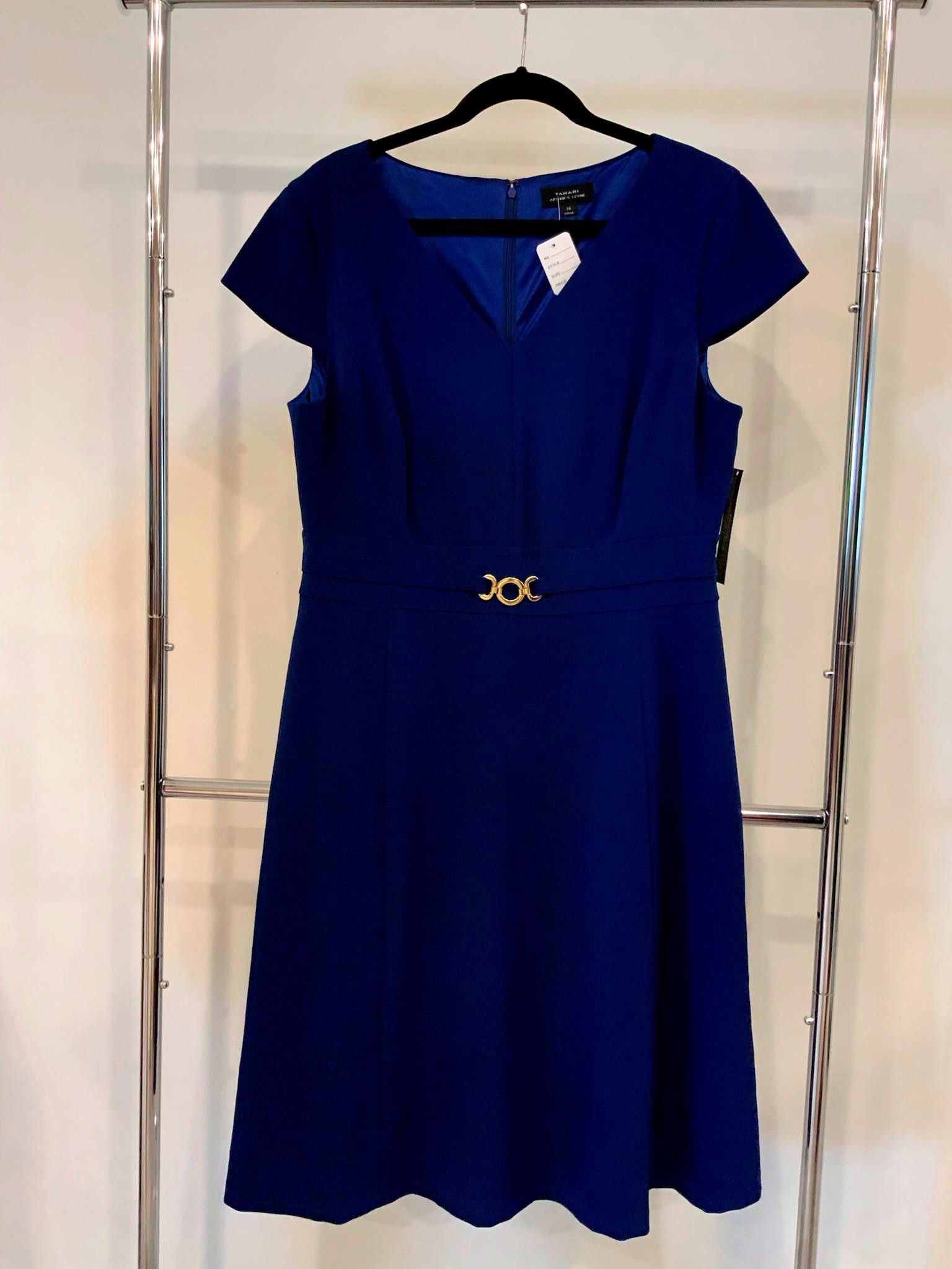 Designer Elegant Tahari Arthur S. Levine Navy Blue Dress Size XL / US 12-14 / IT 48-50 - 1 Thumbnail