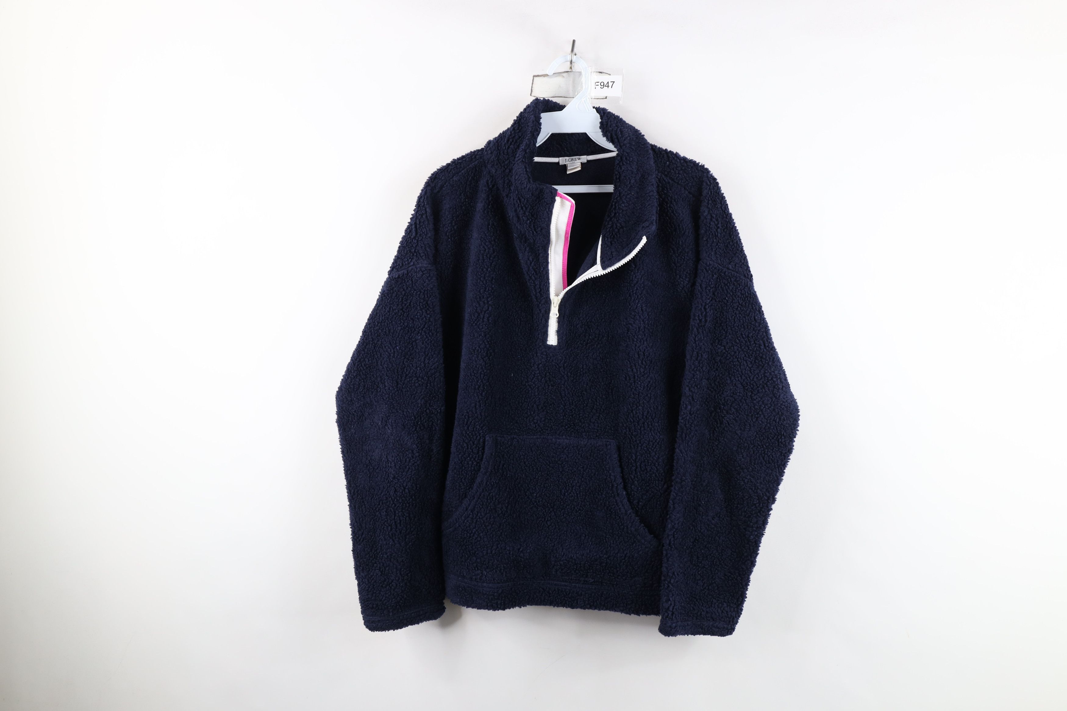 J.Crew J Crew Deep Pile Fleece Half Zip Pullover Sweater Navy Blue Size M / US 6-8 / IT 42-44 - 1 Thumbnail