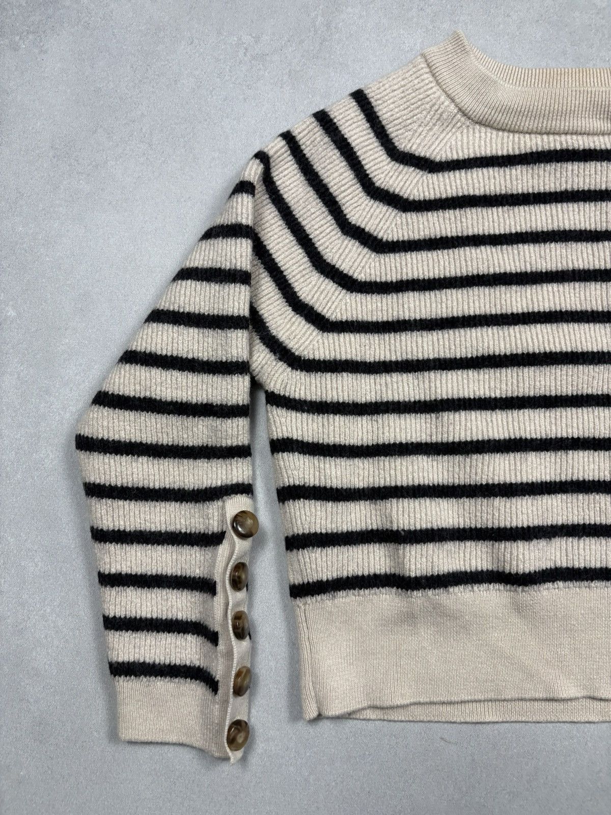 Sezane Sezane La Maille Striped Merino Wool Knit Sweater Button M Size M / US 6-8 / IT 42-44 - 3 Thumbnail