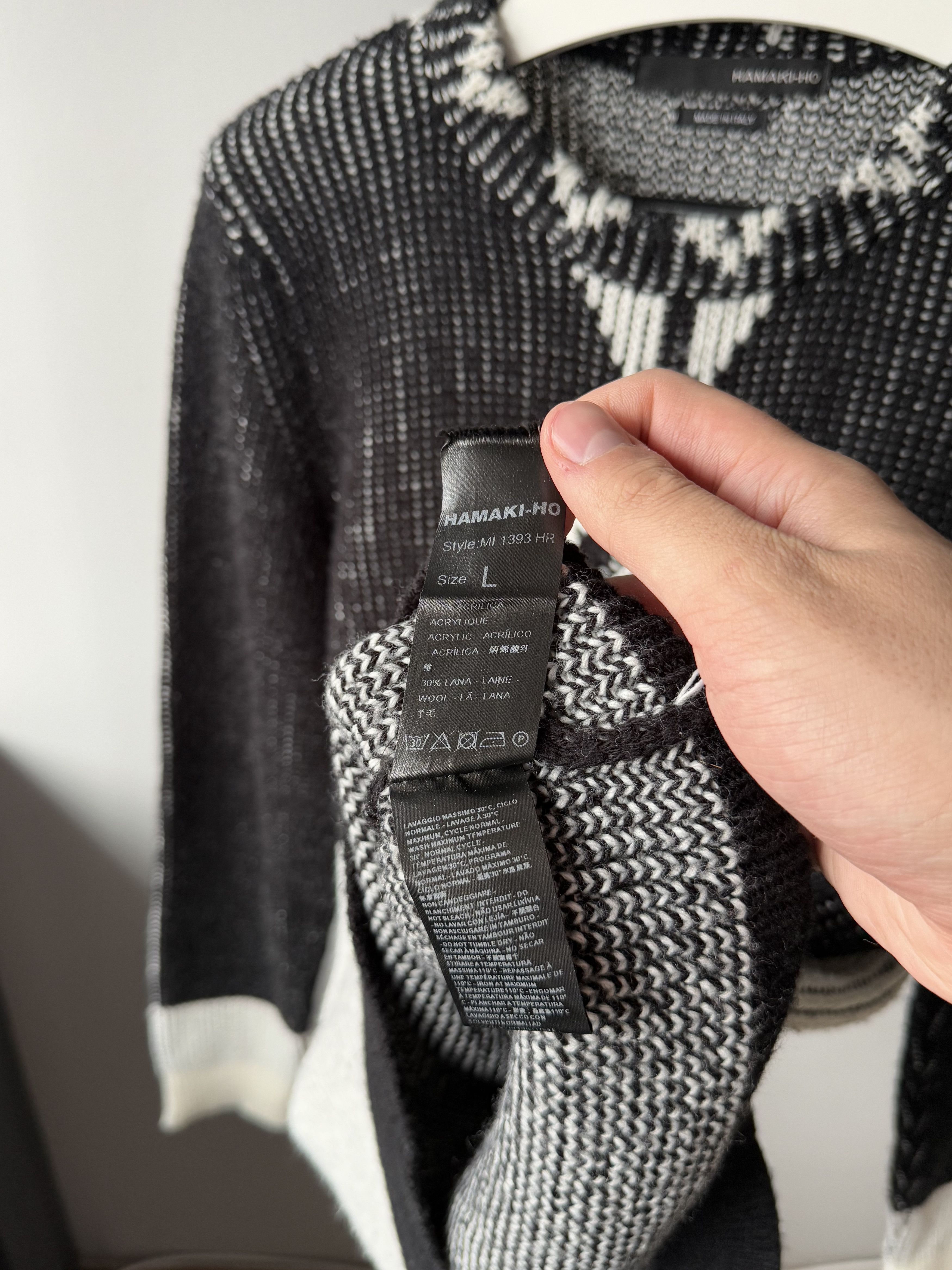 HAMAKI-HO Hamaki-Ho Wool Knitted Patterned L/S Sweater Made In Italy Size US L / EU 52-54 / 3 - 7 Thumbnail