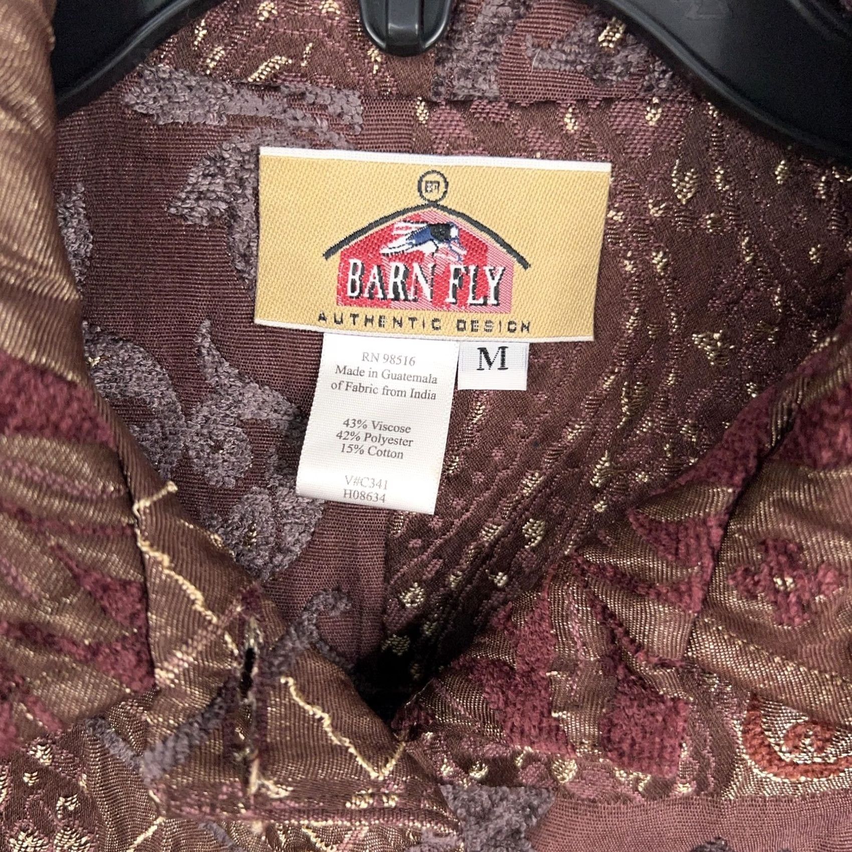 Vintage Barn Fly Jacket Womens Medium Maroon Gold Patchwork Tapestry Boho Western Ranch Size M / US 6-8 / IT 42-44 - 4 Thumbnail