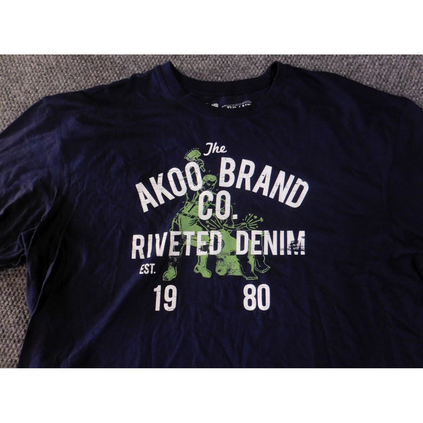 Denime AKOO T-Shirt Mens 4X Navy Blue Graphic Stars Crew Neck Short Sleeve Cotton Spandex Regular Fit Vintage: No Size US XXL / EU 58 / 5 - 3 Thumbnail
