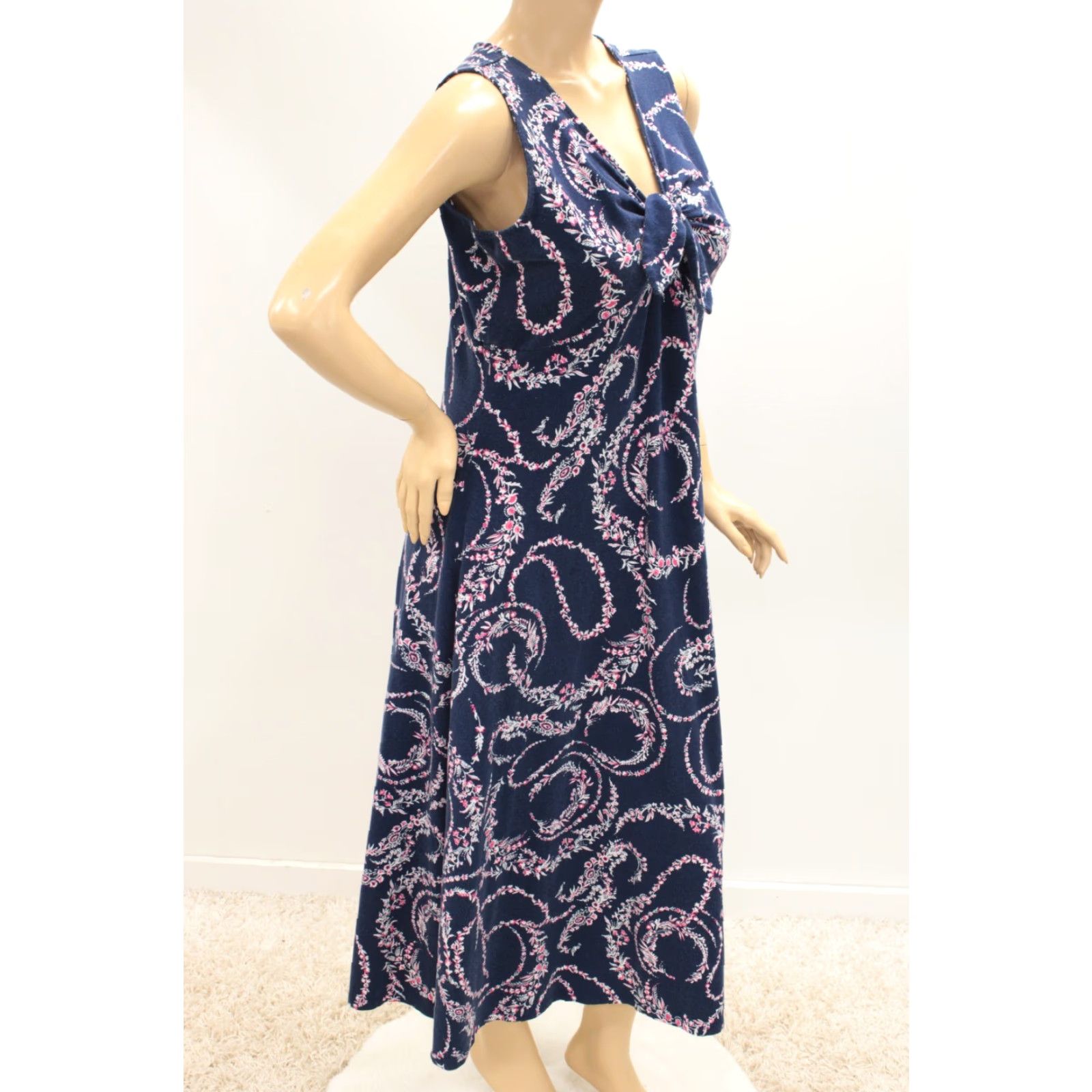 Talbots Talbots Maxi Dress Womens 1X Blue Floral Stretch Boho Beachy Vacation V Neck Size XL / US 12-14 / IT 48-50 - 4 Thumbnail