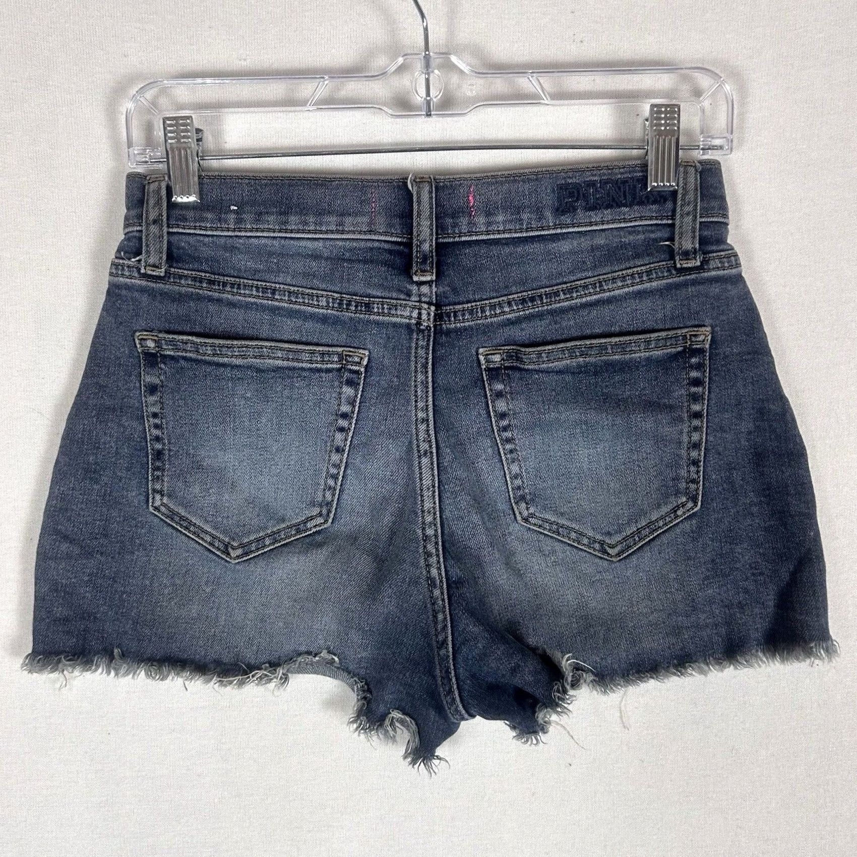 Vintage Victoria's Secret PINK Women's Jeans Shorts Size 2 Distressed Denim Cut-Off Blue Size 26" / US 2 / IT 38 - 5 Thumbnail