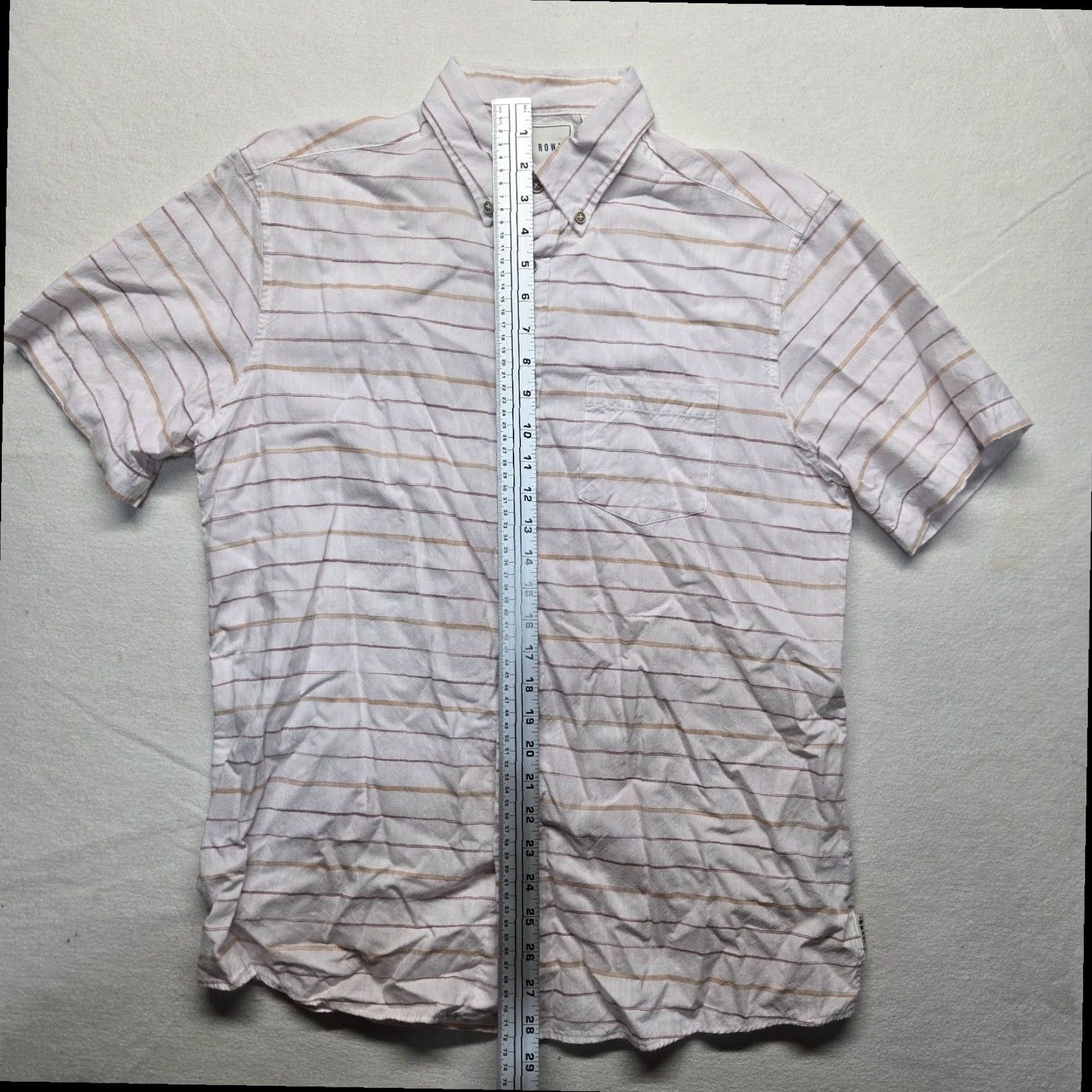Vintage Rowm Men's White Striped Short Sleeve Button Up Shirt Medium Size US M / EU 48-50 / 2 - 6 Thumbnail