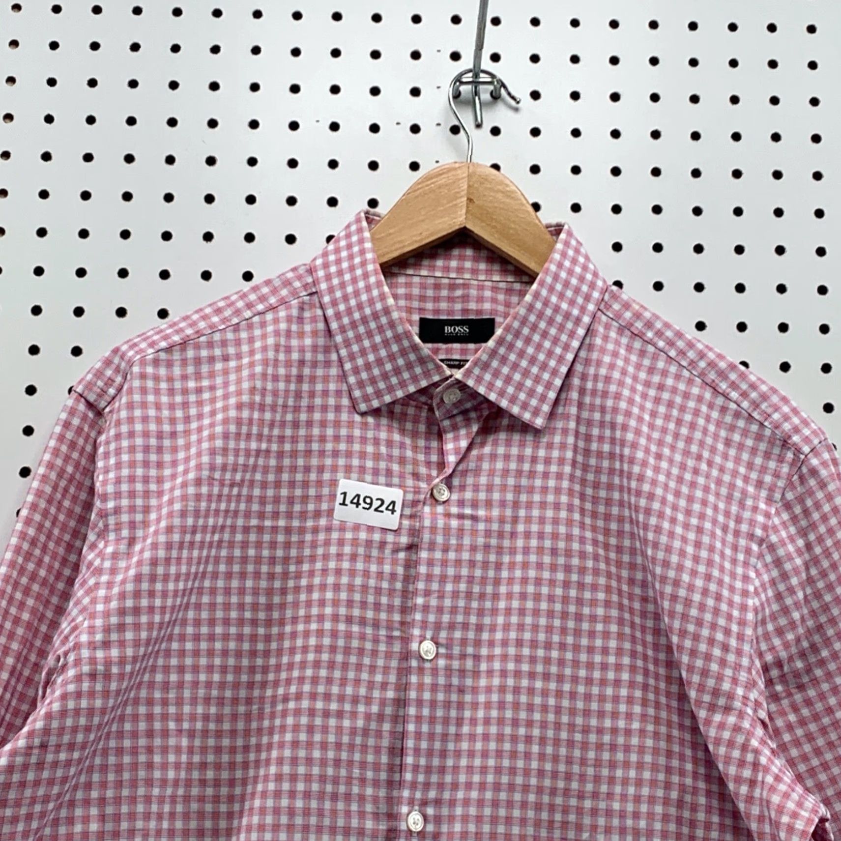 Hugo Boss HUGO BOSS Vintage Red Check Button-Up Shirt Long Sleeve Spread 16.5 Regular Mens Size US XL / EU 56 / 4 - 4 Thumbnail