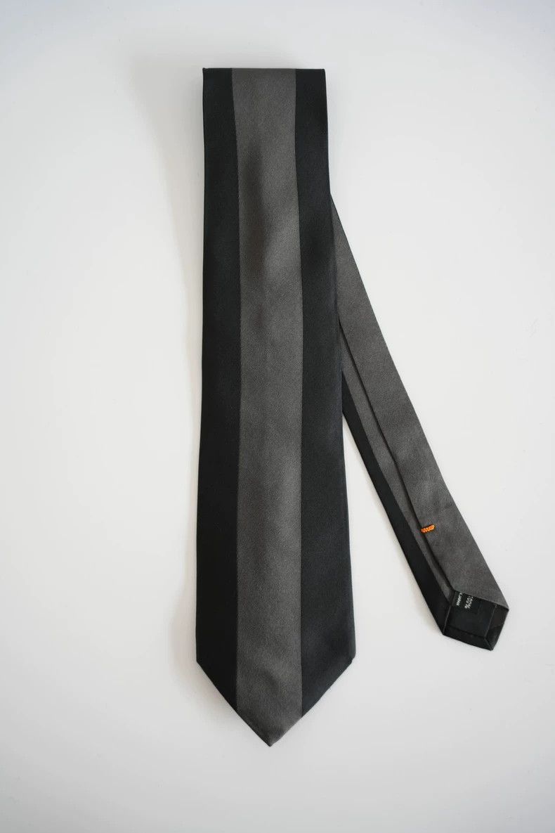 Yohji Yamamoto Yohji YamamotoBlack and grey colour matching silk tie 2503- Size ONE SIZE - 1 Thumbnail