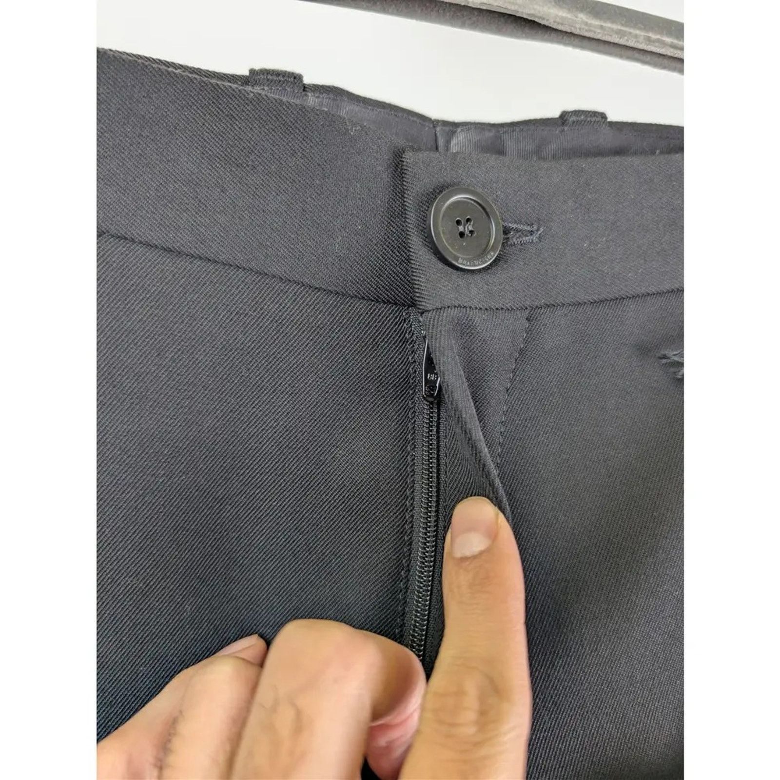 Balenciaga o1rshd1 Unisex Dry Wool Twill Tailored Pants in Black Size US 32 / EU 48 - 6 Thumbnail