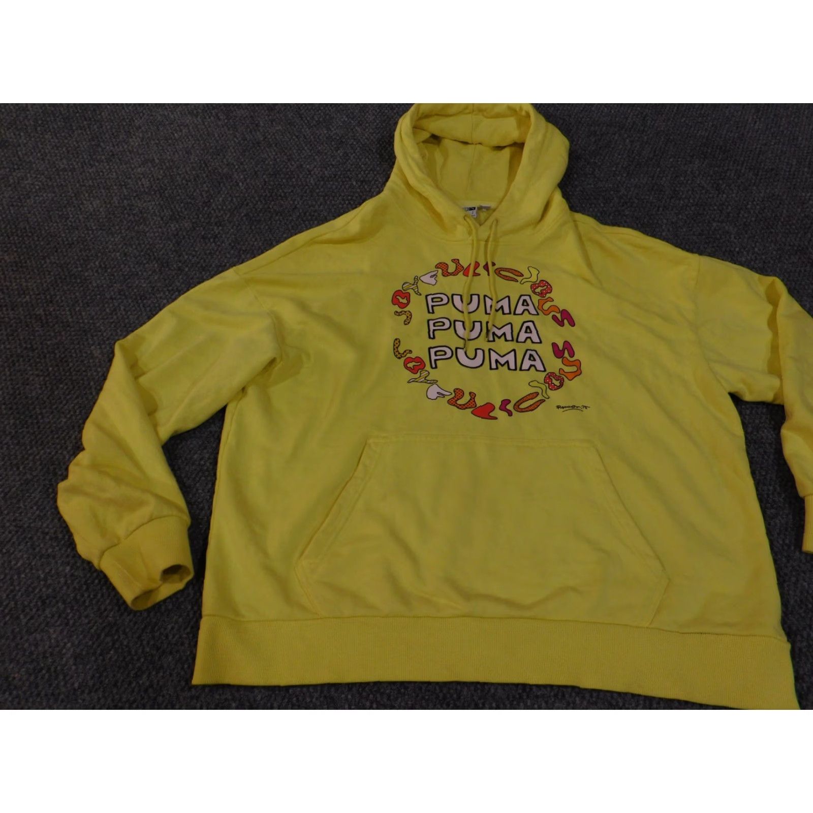 Puma PUMA x romero britto Hoodie Large Mens Yellow Art Graphic Pullover Hoodie, Logo, Pockets, Long Sleeve, Hooded, Drawstring, Cotton Polyester, T-Shirt? Size US L / EU 52-54 / 3 - 7 Thumbnail