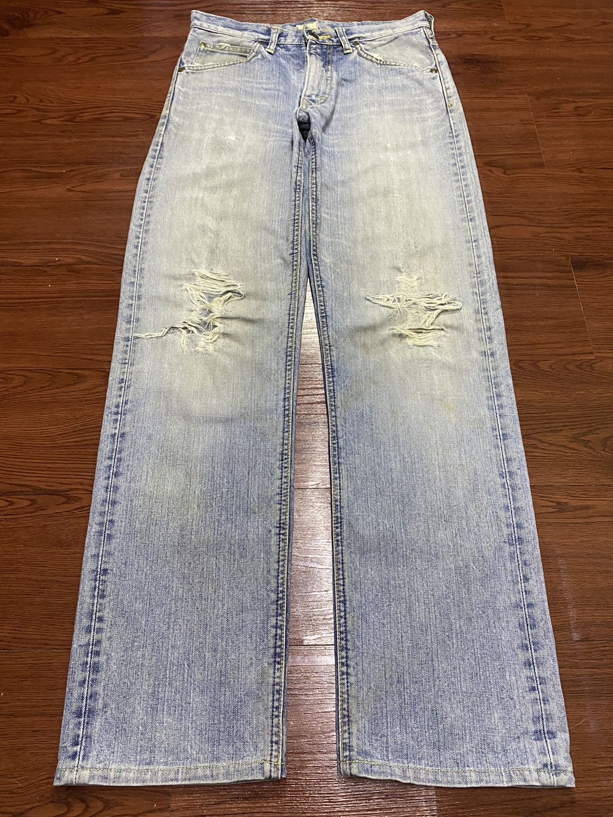Vintagw Lee Riders Faded Wash Distressed Loose Jeans