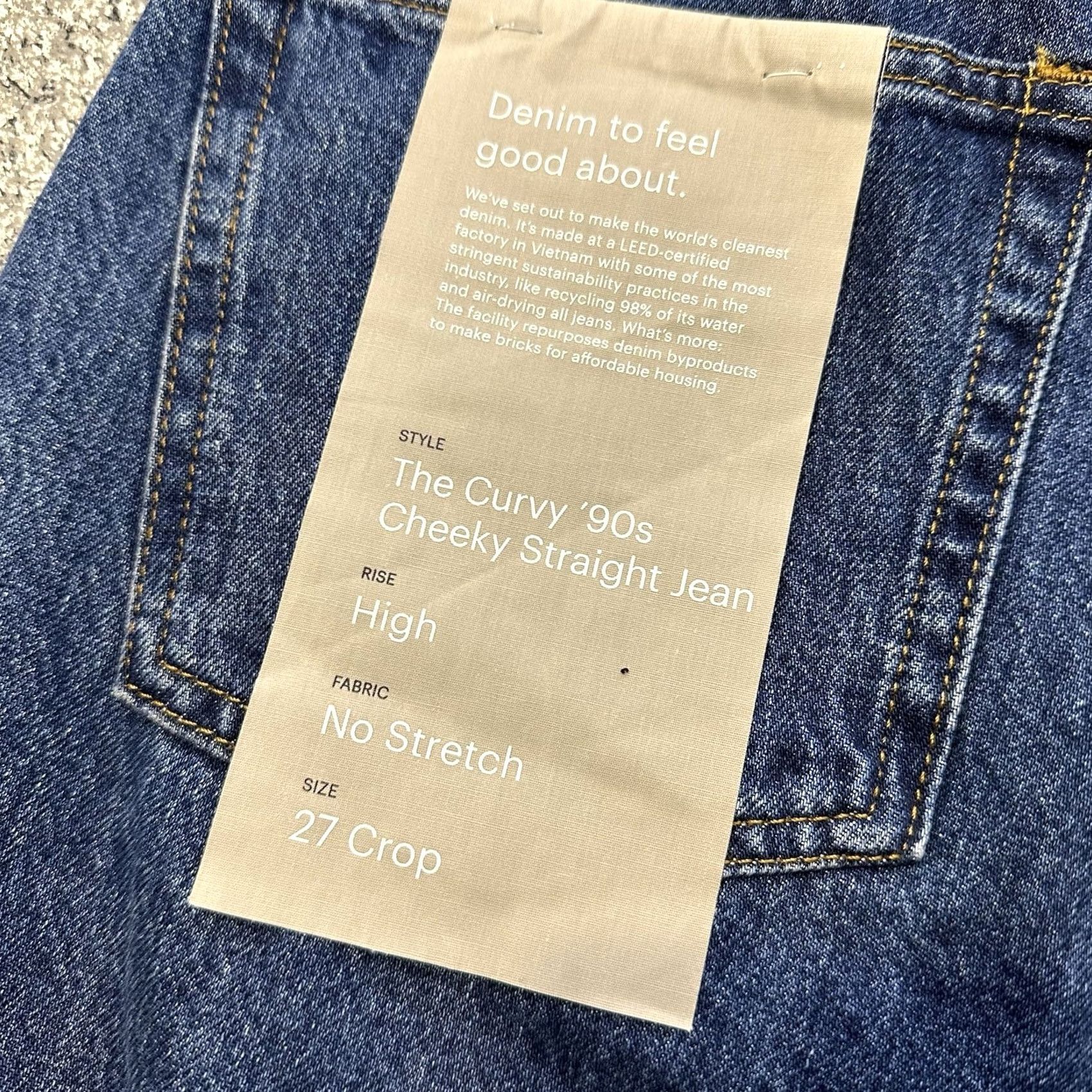 Everlane Everlane Jeans Womens 27x26 Crop High Rise Curvy 90s Straight Organic Blue Cotton Denim 5-Pocket Rise High Jeans Womens Size 27" / US 4 / IT 40 - 6 Thumbnail