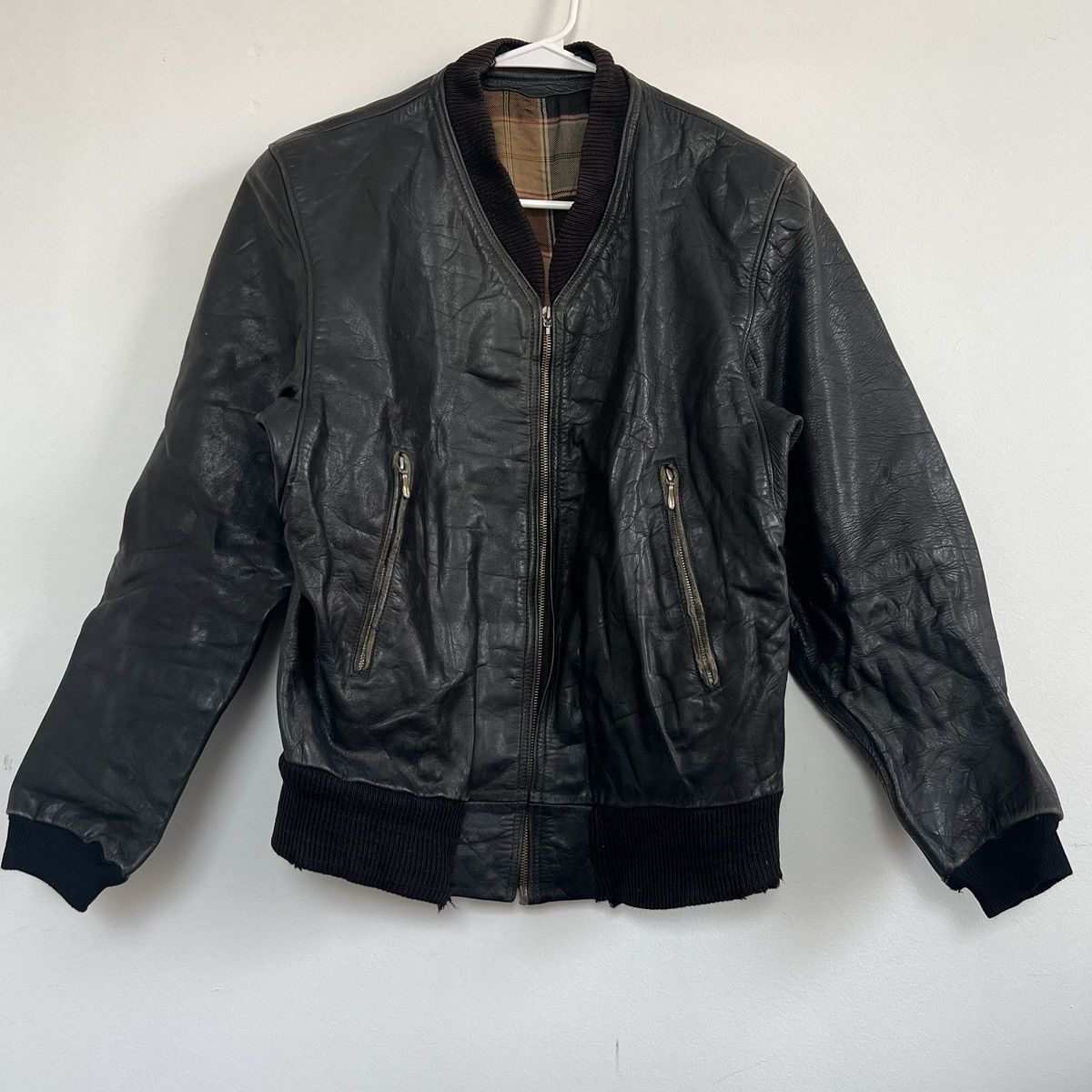 image of Vintage 50’S Euro Bomber Leather Jacket S in Black, Men's (Size Small)