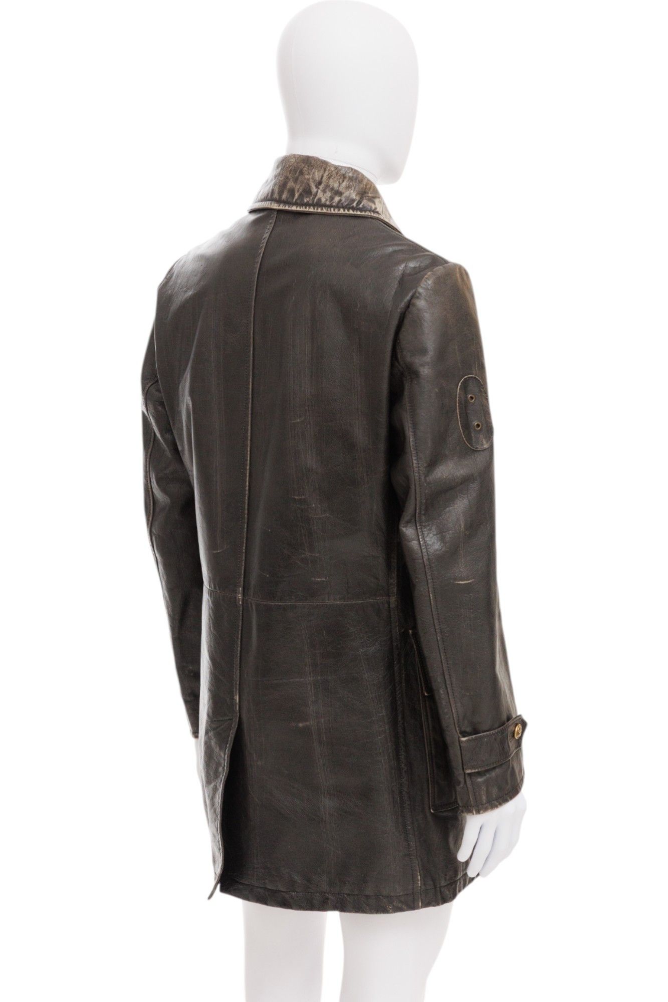 Dolce & Gabbana Black Leather Military Coat Size US S / EU 44-46 / 1 - 3 Thumbnail