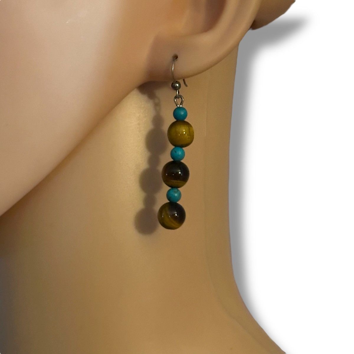 Other Tigers eye and turquoise bead dangle earrings Size ONE SIZE - 2 Thumbnail