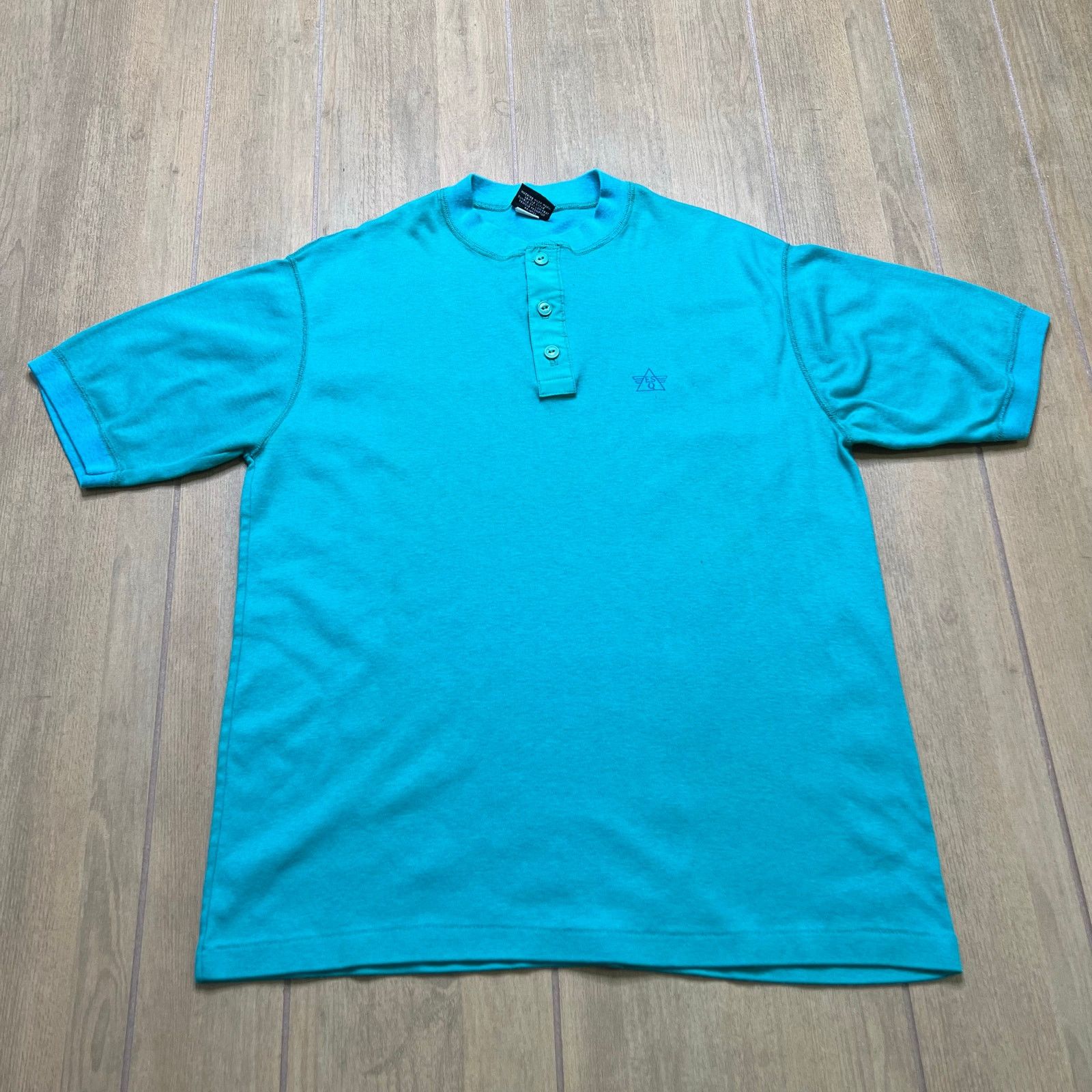 Vintage Vintage Esquire Henley Shirt Mens Large Green Teal Blue 90s Size US L / EU 52-54 / 3 - 1 Thumbnail
