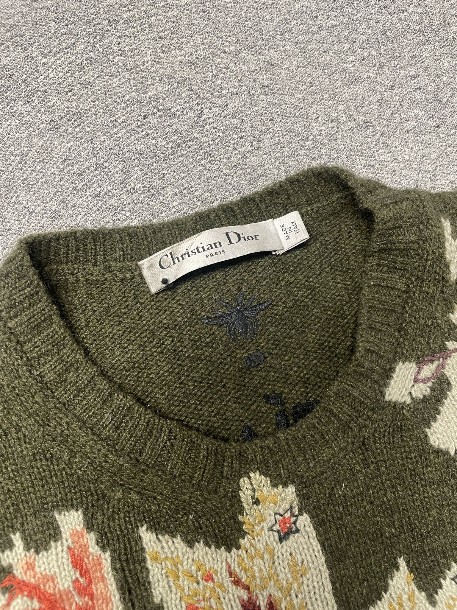 Dior Vintage 2000s Christian Dior Designer Embroidered Cashmere Knit Sweater Size M / US 6-8 / IT 42-44 - 2 Thumbnail