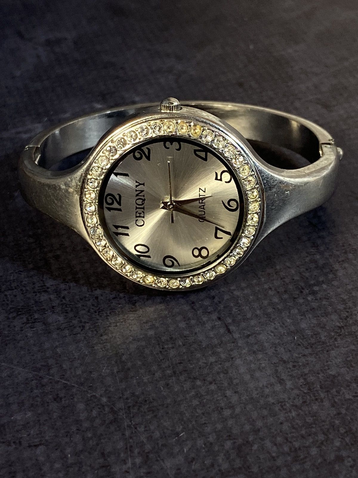 Sparkling CEIQNY Watch with Cuff Bracelet and Rhinestones