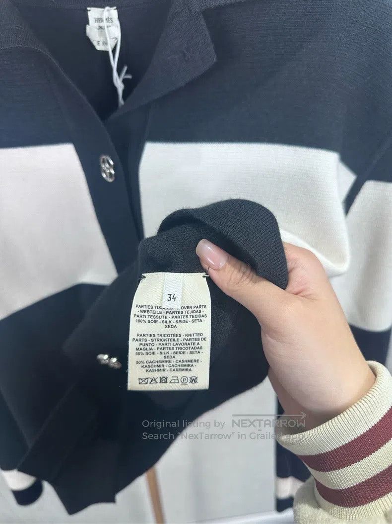 Hermes Hermes Black and white striped sweater cardigan Size XXS / US 00 / IT 34 - 3 Thumbnail