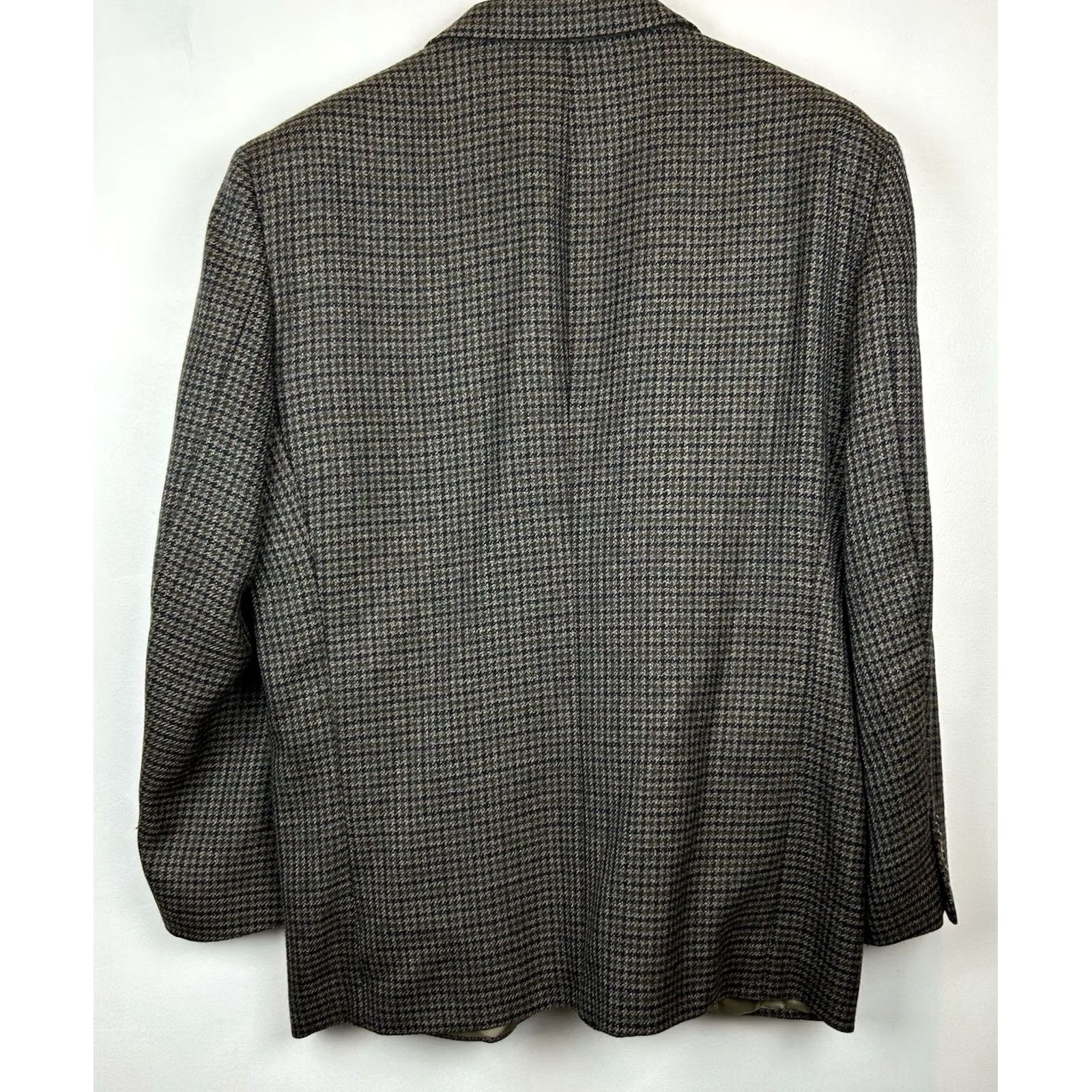 Oscar De La Renta Oscar de la Renta Mens Suit Jacket Houndstooth Wool 46R Regular Fit Notch Lapel 2-Button Front Vintage? No Size 46R - 2 Thumbnail