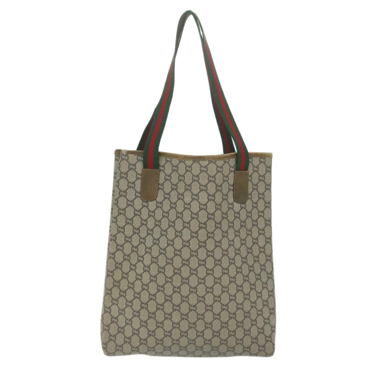 Gucci GUCCI GG Plus Supreme Web Sherry Line Tote Bag Beige Red Size ONE SIZE - 3 Thumbnail