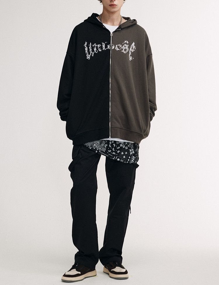 Split Personality Y2K Hype Design Sweater Zipper Hoodie