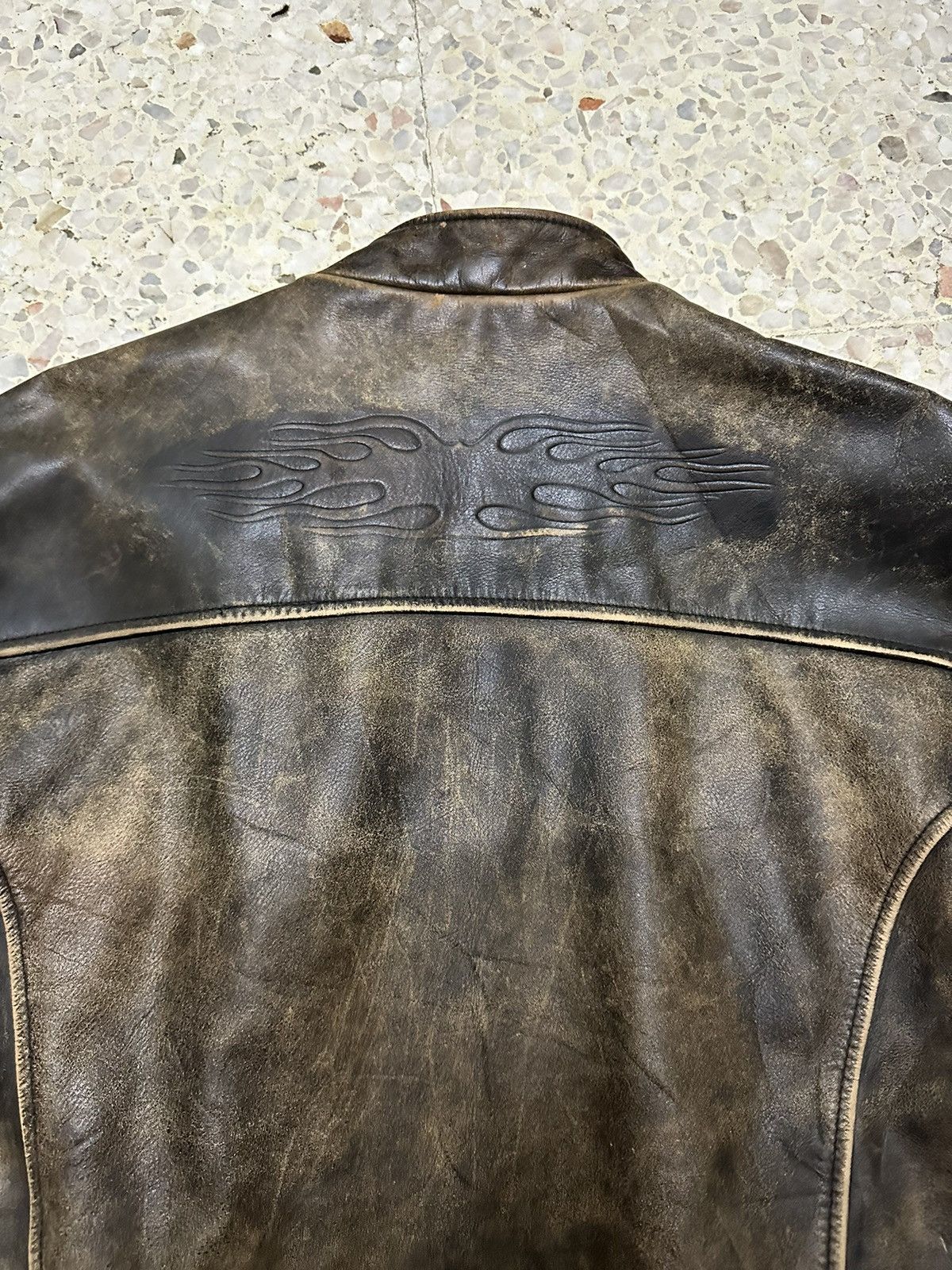 Other Real Leather Cafe Racer Jacket Biker Jacket Flame Stlye Size US L / EU 52-54 / 3 - 13 Thumbnail