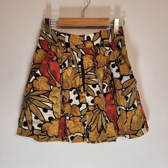 Vintage Vintage High Rise Mini Skirt Red Cardinal Print - Size 6 Size 26" / US 2 / IT 38 - 1 Thumbnail
