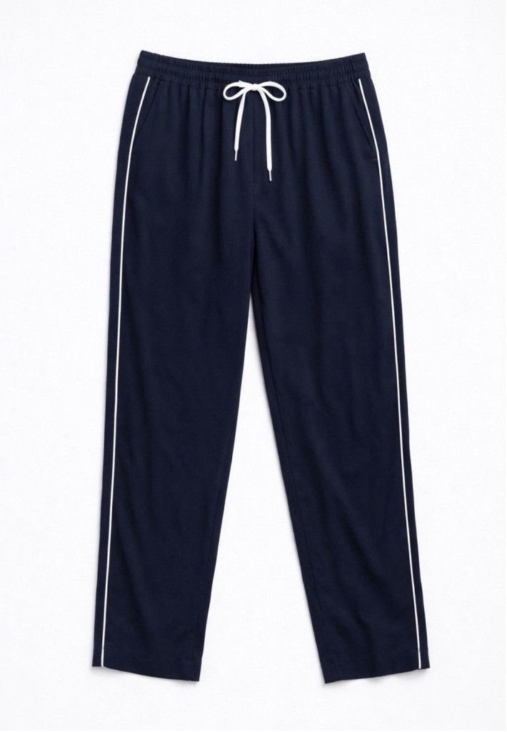 Wildfang Wildfang Pants Navy/White Essential Piped Drawstring 2XL Size 42" / US 20 - 2 Thumbnail