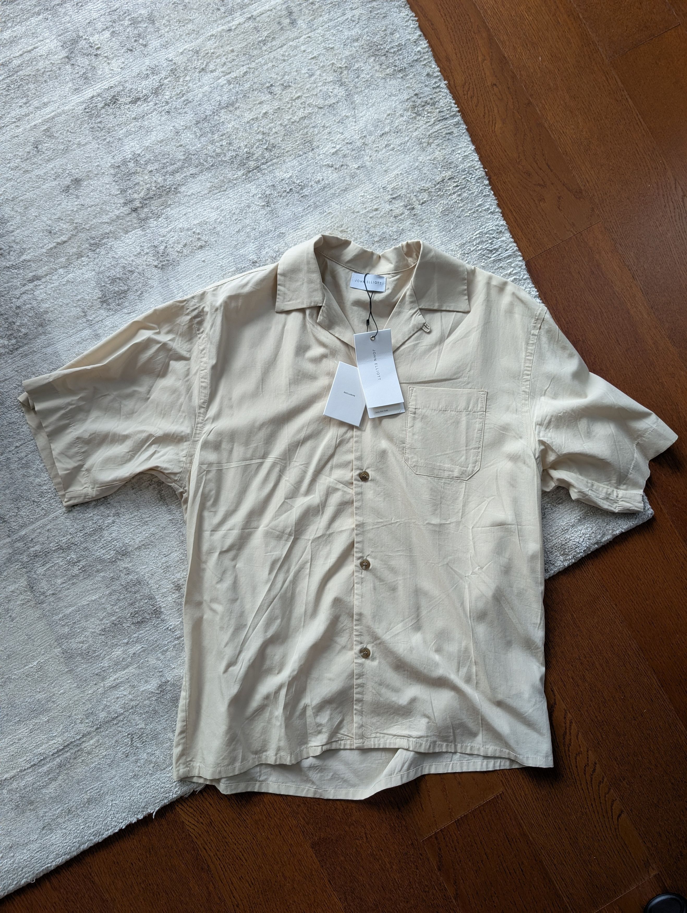 John Elliott NWT John Elliott Camp Shirt Small Beige Size US S / EU 44-46 / 1 - 1 Thumbnail
