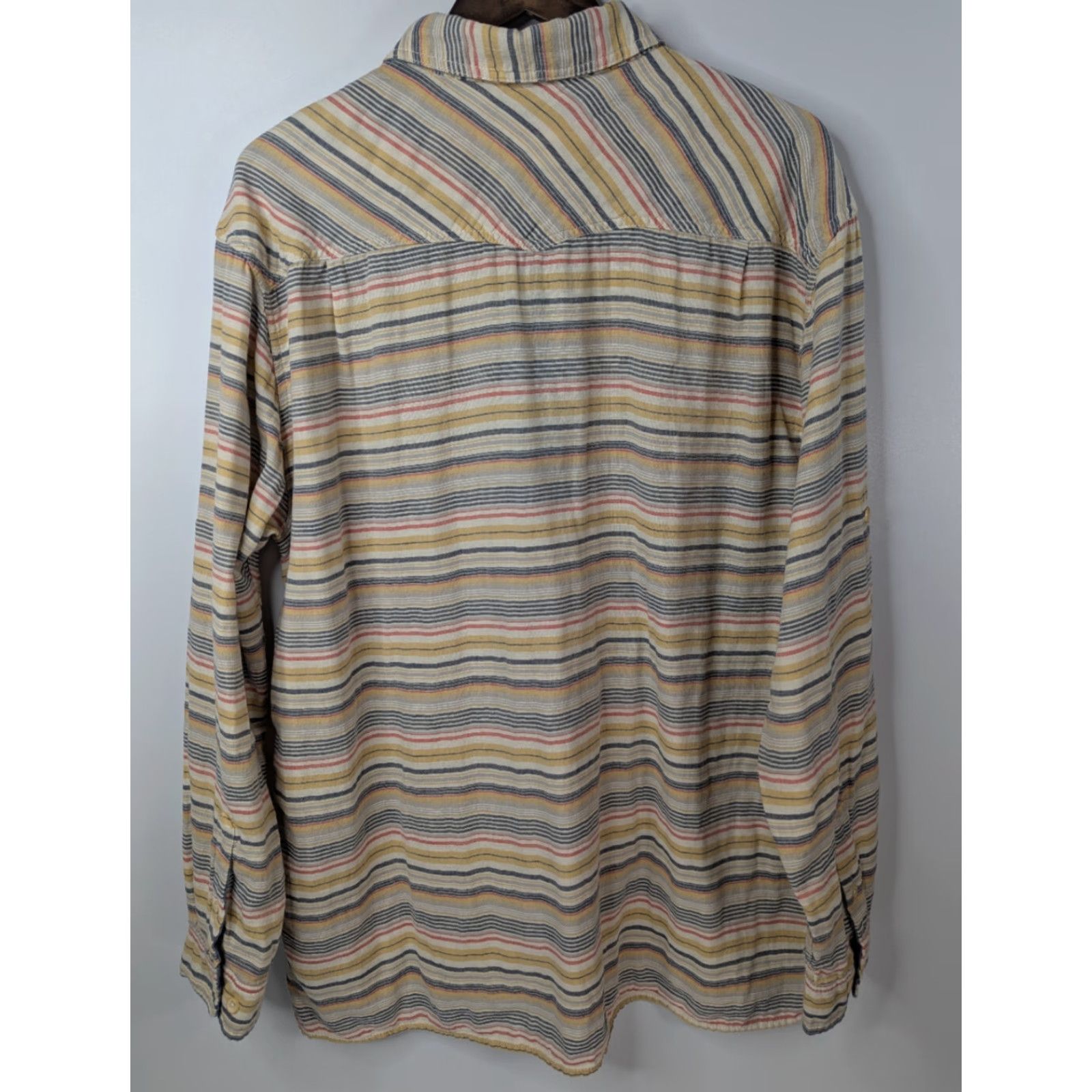 The Territory Ahead The Territory Ahead Shirt Mens XL Long Sleeve Button-Up Boho Stripe Roll Tab Color Multicolor Cotton Size US XL / EU 56 / 4 - 5 Thumbnail