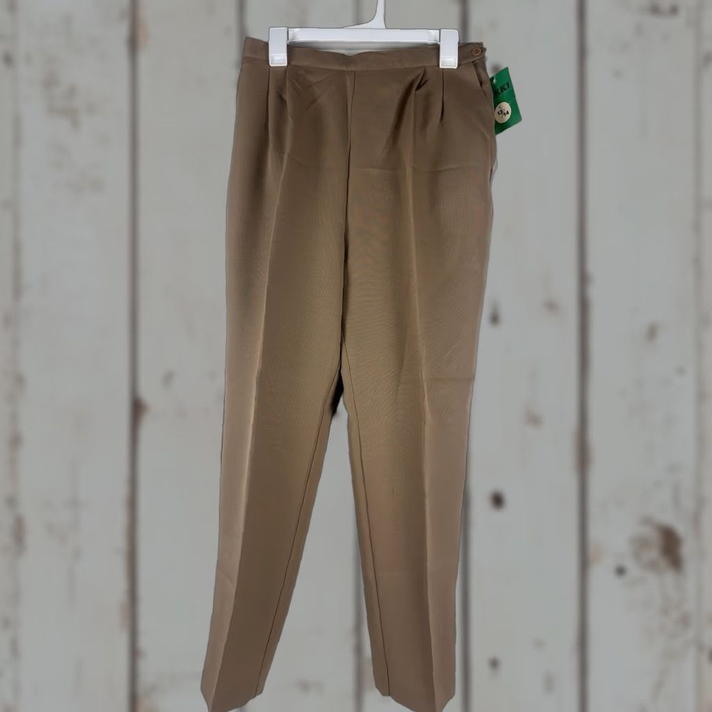 Vintage Vintage Nikki Beige Hi-Rise Pleated Dress Pants Womens Size 13/14 New USA Size 34" / US 12 / IT 48 - 1 Thumbnail