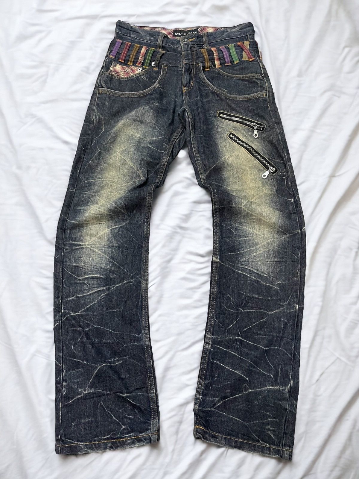 GOSTAR DE FUGA × Hysteric Glamour Nylaus Japan Mud Wash Double Waist Claw Mark Jeans Size US 30 / EU 46 - 1 Thumbnail