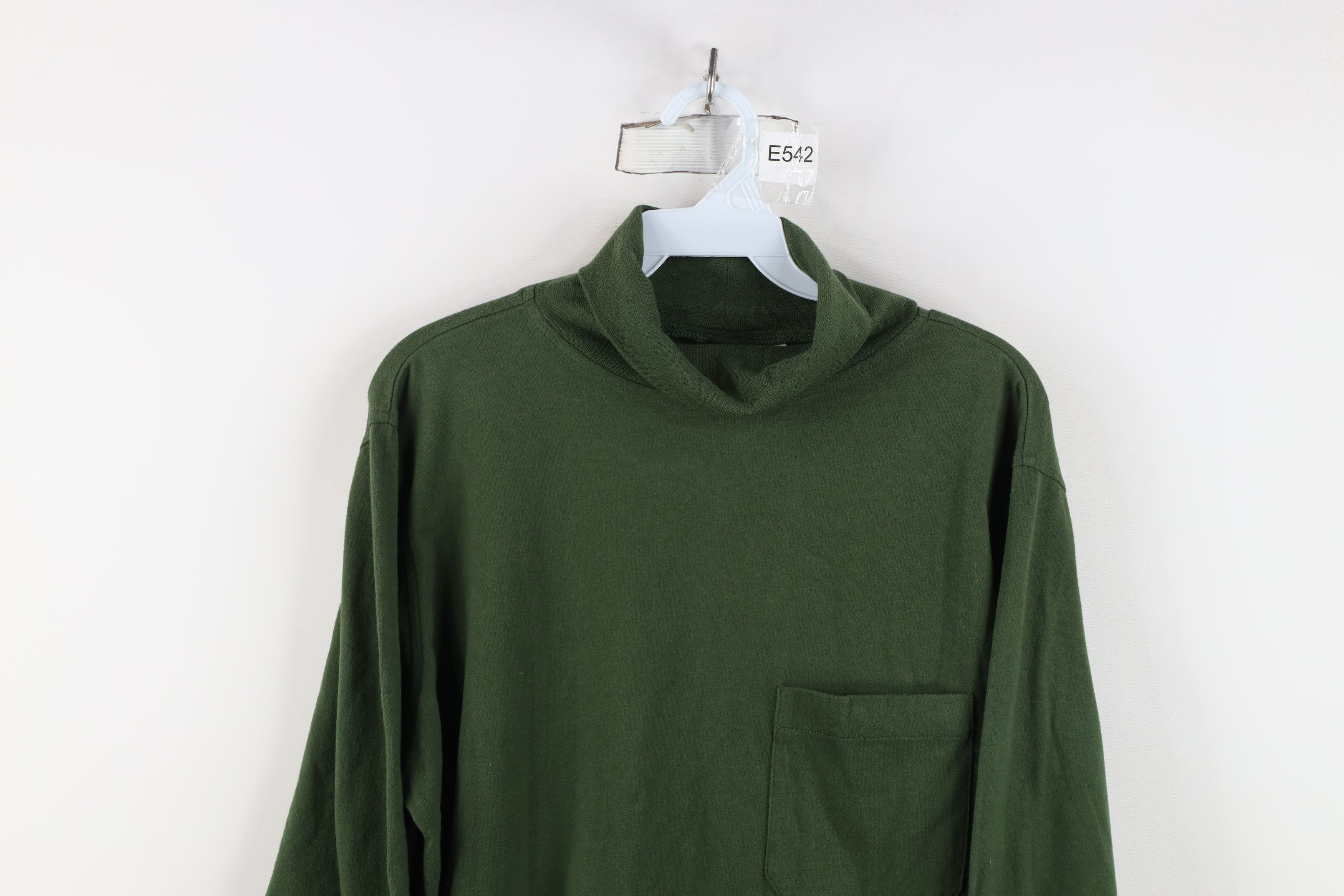 Vintage Vintage 90s Streetwear Blank Pocket Turtleneck T-Shirt Green Size US L / EU 52-54 / 3 - 2 Thumbnail