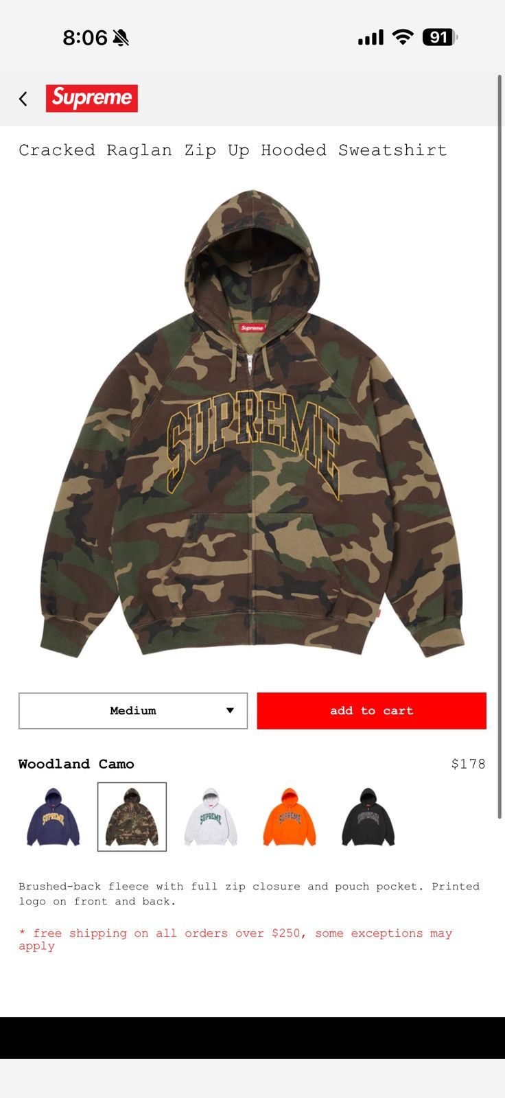 Supreme Surpeme woodland camo zip up Size US M / EU 48-50 / 2 - 1 Preview