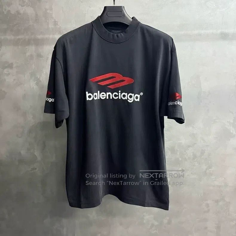 Balenciaga Balenciaga Black Logo Print Round-neck Short-sleeve T-shir Size US XS / EU 42 / 0 - 1 Thumbnail