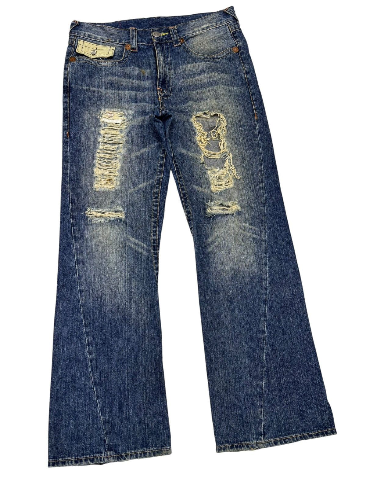 True Religion 🔥TRUE RELIGION Joey Super T Flared Jean Distressed Denim Size US 36 / EU 52 - 3 Thumbnail