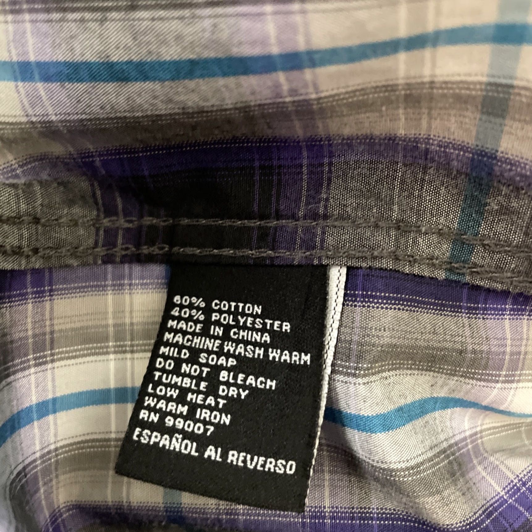 Vintage Rodeo Pearl Snap Shirt Men XL Western Purple Plaid Cowboy Rancher Button-Up Long Sleeve Casual Cotton Woven Regular Fit Size US XL / EU 56 / 4 - 7 Thumbnail