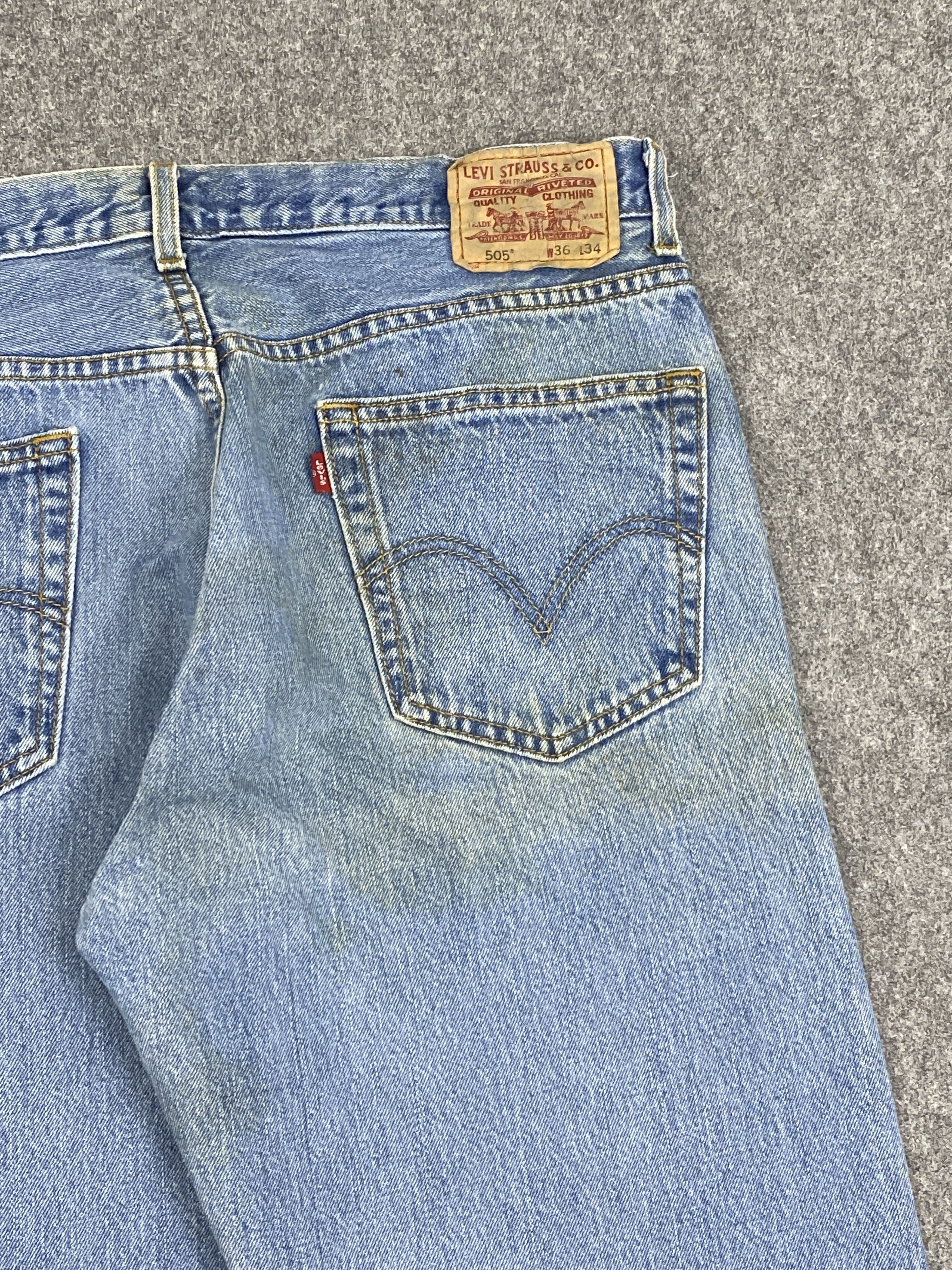 Vintage Levis 505 Splatter Paint Blue Denim Jeans