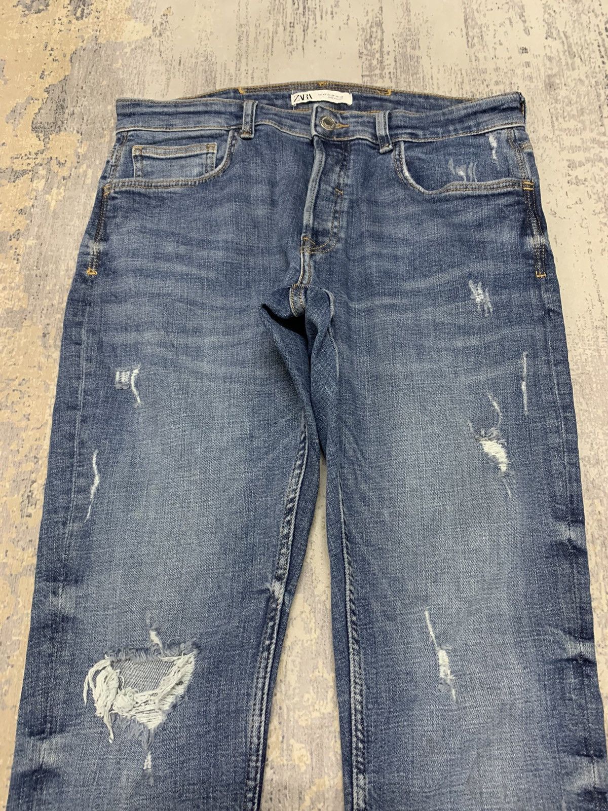 Designer × Jean × Zara Zara Thrasher Skinny-Fit Distressed Jeans 34x30 Size US 34 / EU 50 - 5 Thumbnail