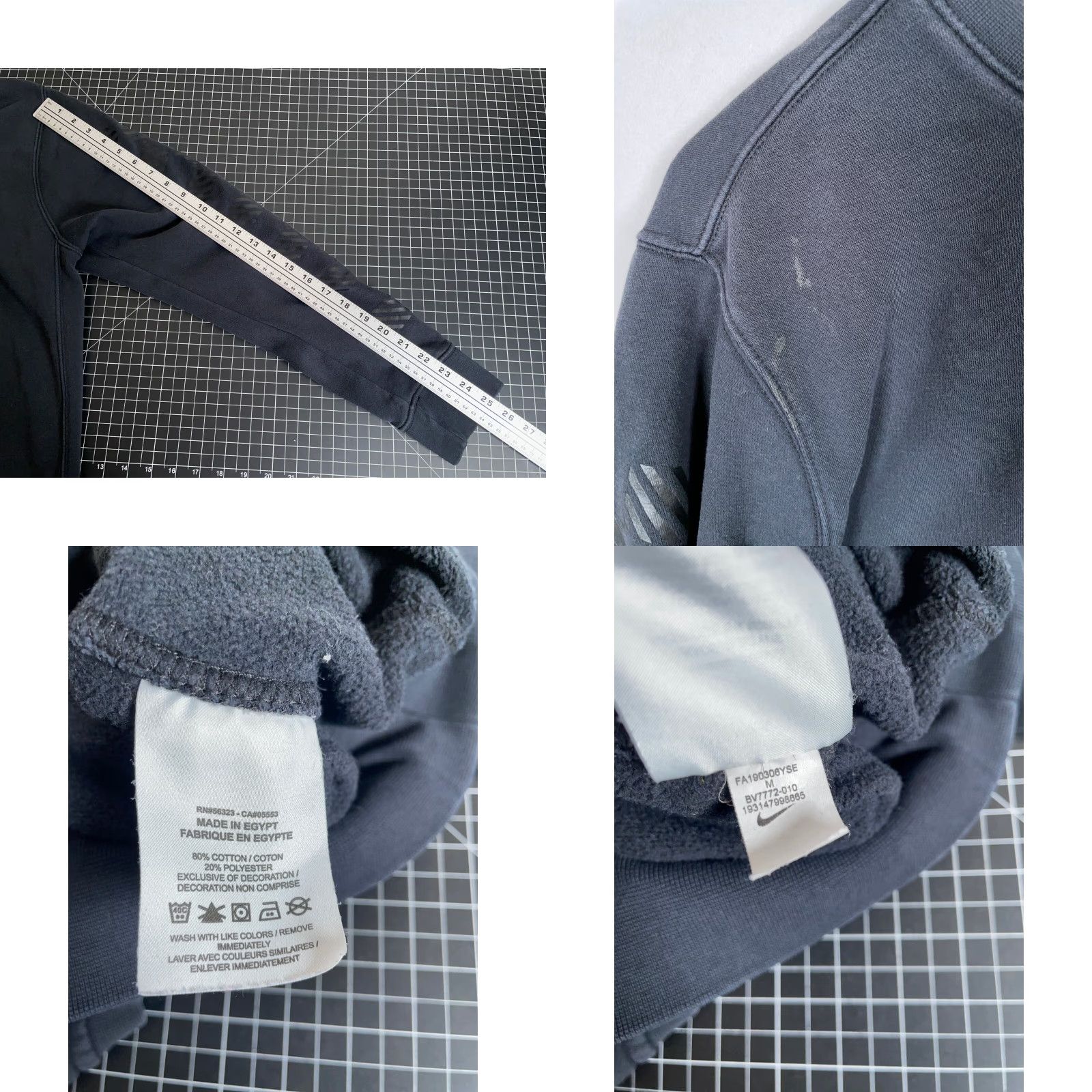 Jordan Brand Nike Air Crewneck Sweatshirt Adult Medium Black Check Sleeve Pattern BV7772 Size US M / EU 48-50 / 2 - 8 Thumbnail