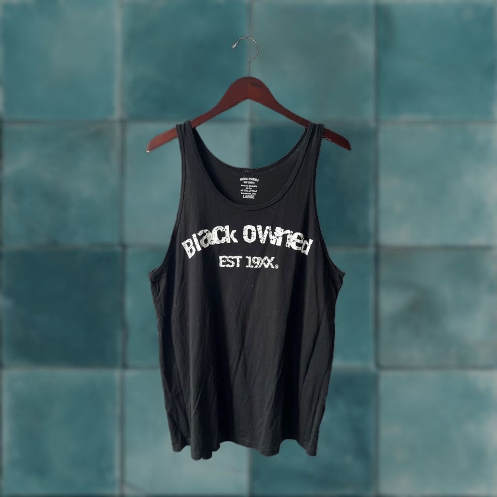 Vintage VINTAGE BLACK OWNED Tank Shirt Mens L Black 2019 Graphic Double Sided White Screen Print Size US L / EU 52-54 / 3 - 1 Thumbnail