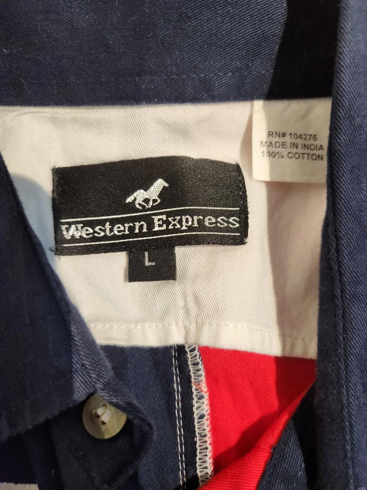 Designer Western Express American Flag Stars & Stripes Shirt L Size US L / EU 52-54 / 3 - 2 Thumbnail
